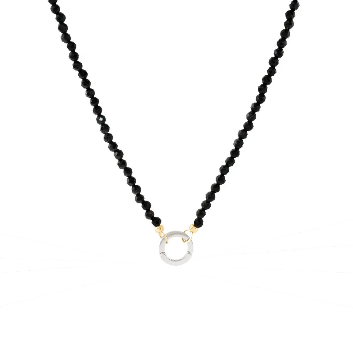 ICONIC BEADED OPEN ENDED NECKLACE - BLACK ONYX & GOLD - CHOOSE CONNECTOR