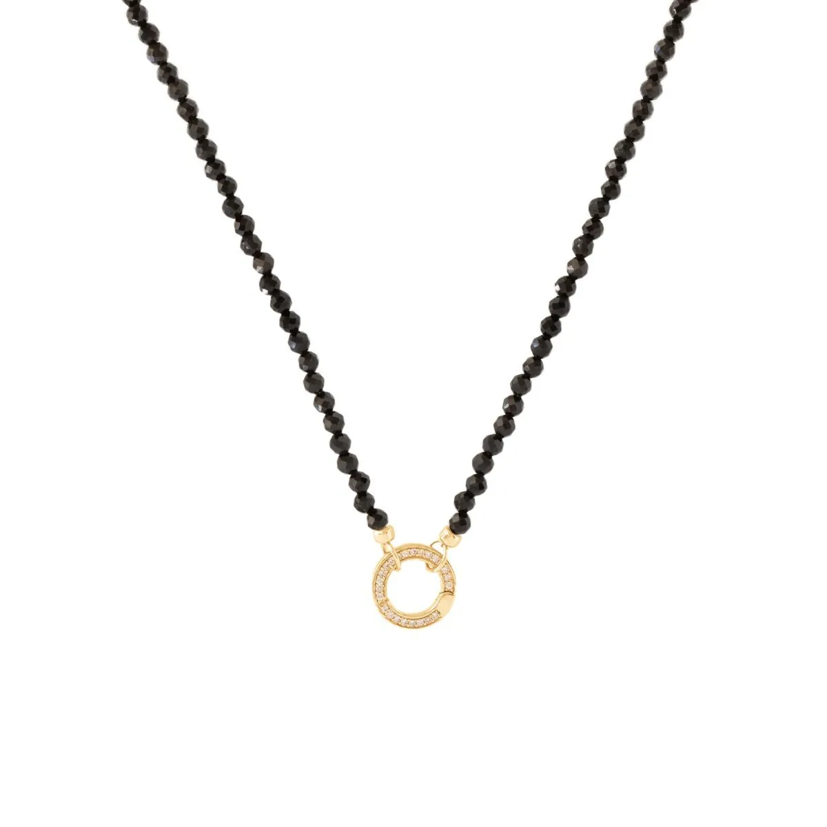 ICONIC BEADED OPEN ENDED NECKLACE - BLACK ONYX & GOLD - CHOOSE CONNECTOR