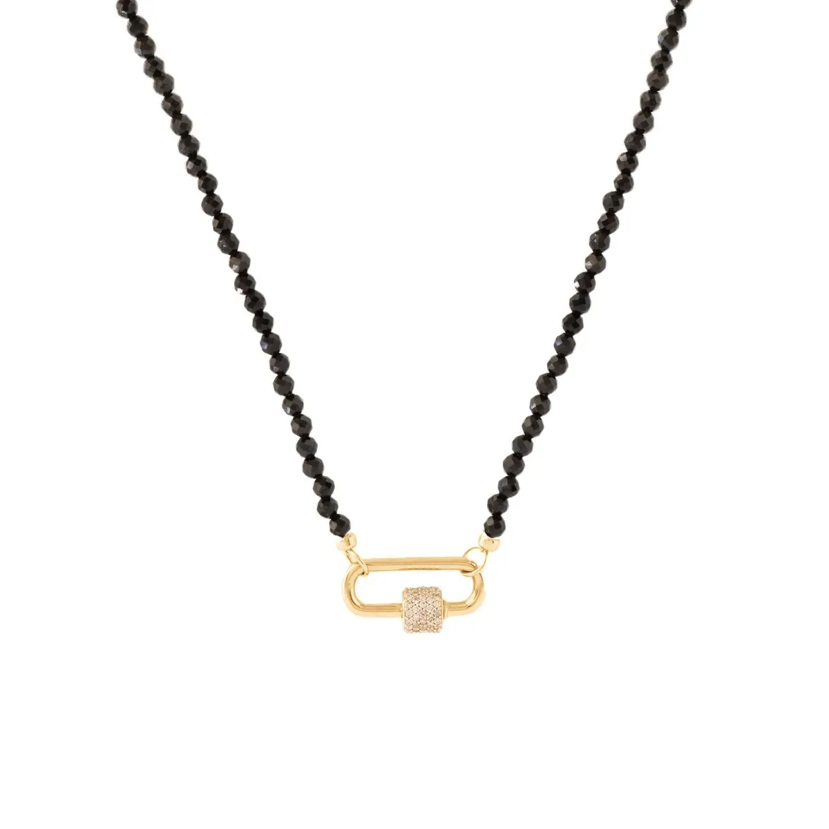 ICONIC BEADED OPEN ENDED NECKLACE - BLACK ONYX & GOLD - CHOOSE CONNECTOR