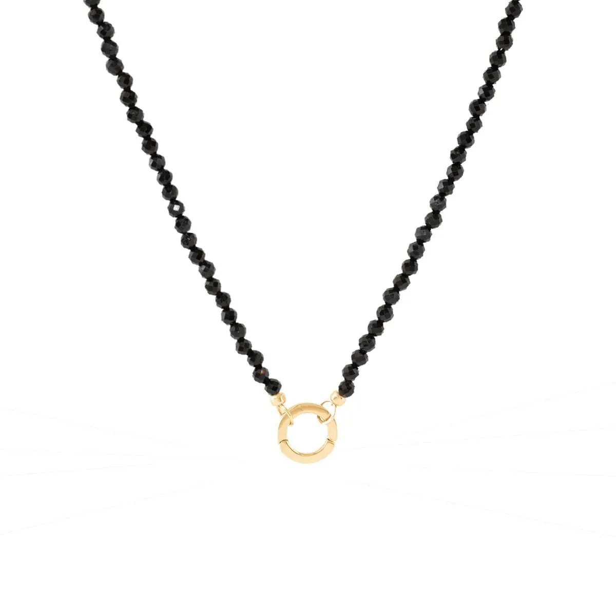 ICONIC BEADED OPEN ENDED NECKLACE - BLACK ONYX & GOLD - CHOOSE CONNECTOR