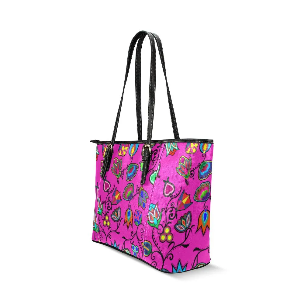 Indigenous Paisley Leather Tote Bag/Large