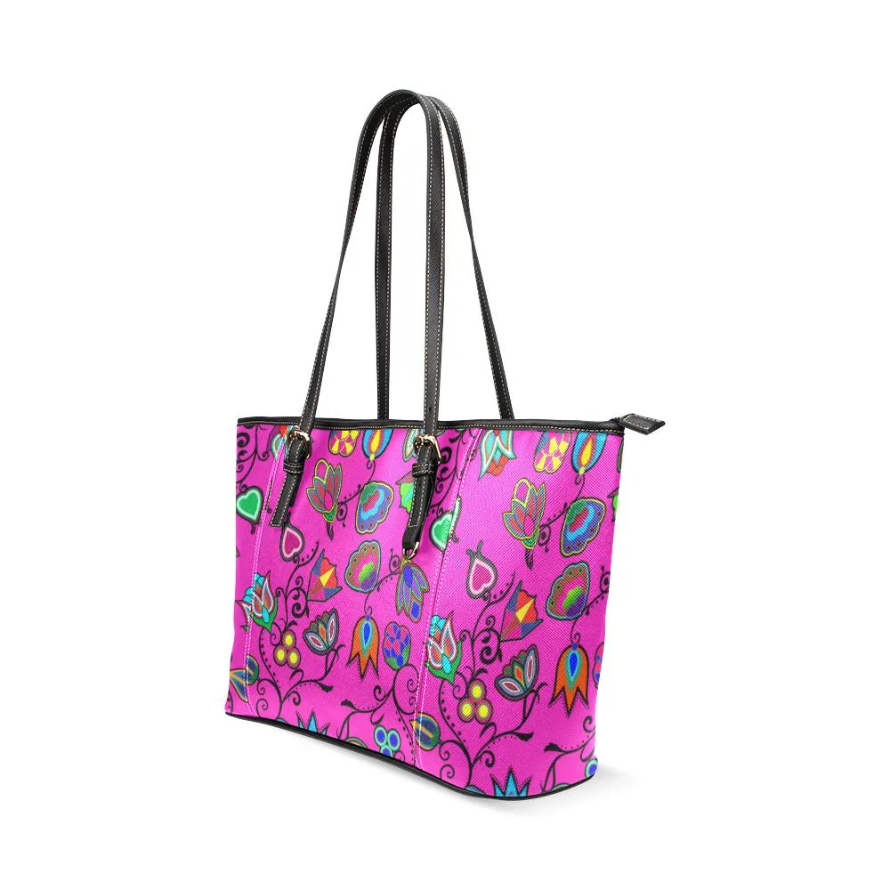 Indigenous Paisley Leather Tote Bag/Large