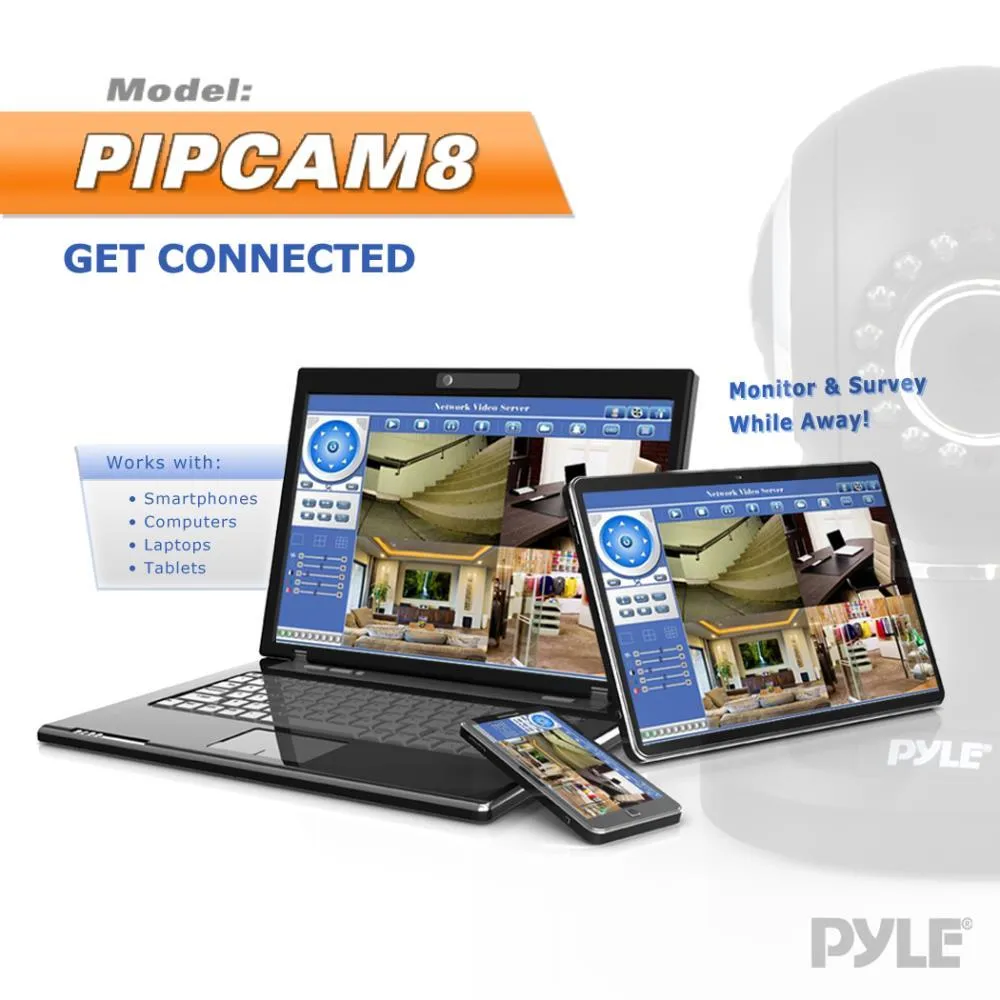 Ip Camera Surveillance Security Monitor With Wi-Fi, H.264 Video, P2P Network, Image Capture, Video Recording, Built-In Microphone And Speaker For 2-Way Communication, Built-In Web Server, Software Included, Downloadable App