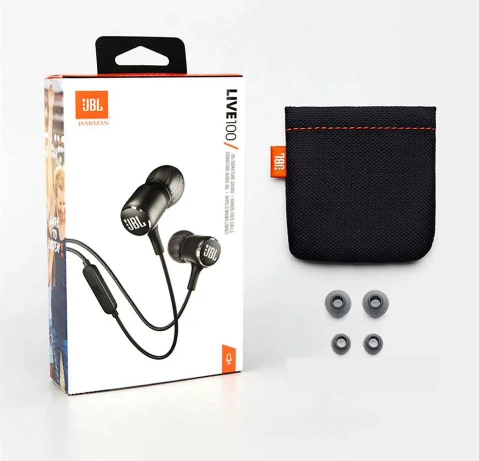 JBL LIVE100 3.5mm Wired Earphones Stereo Sound Line Control -JBL earphones