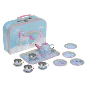 Jewelkeeper 15 piece Pretend Unicorn Tin Tea Set