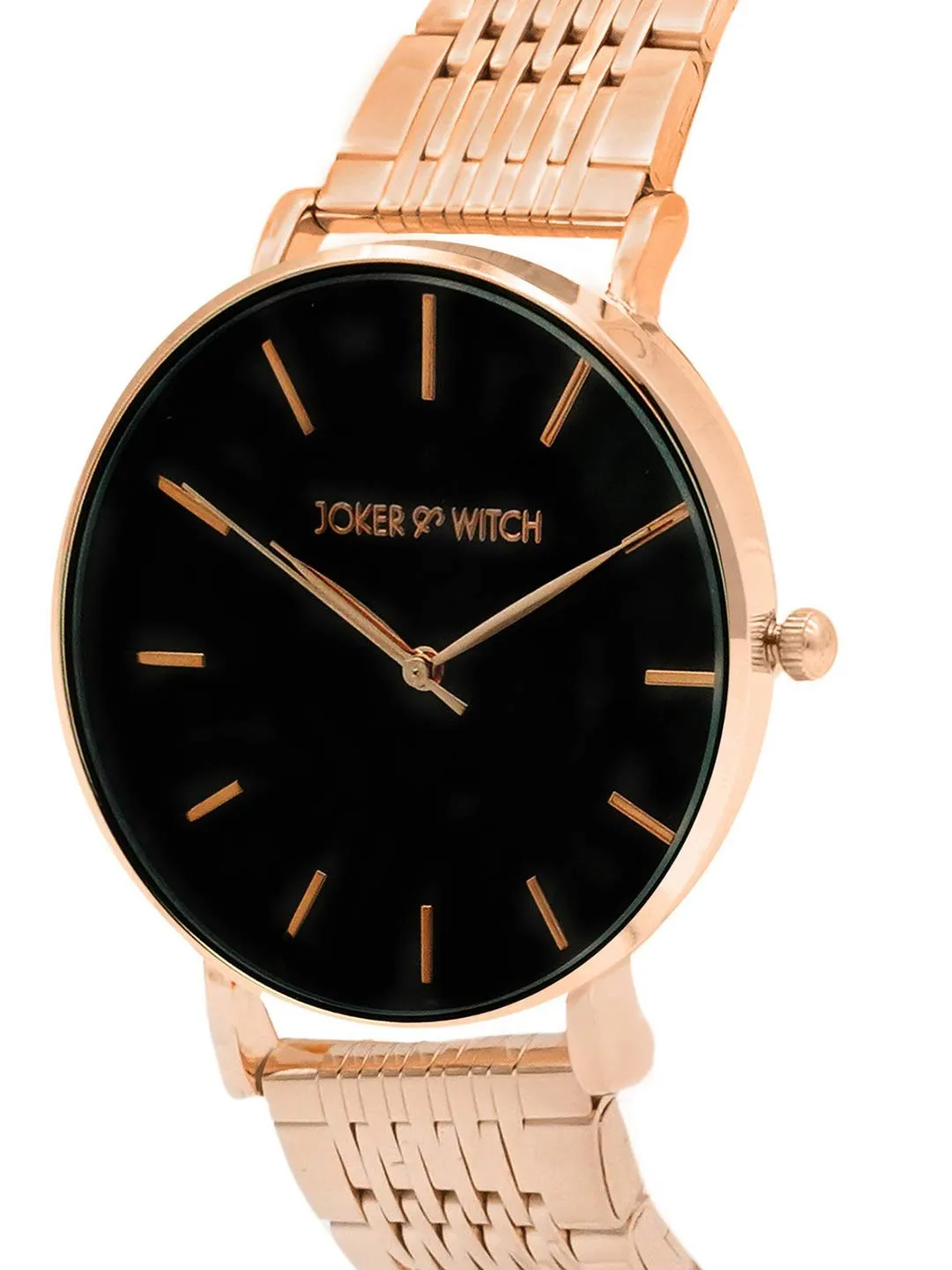 Joker & Witch Signature Black Dial Rosegold Watch for Women