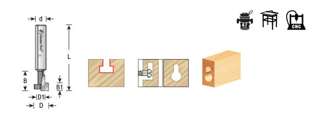 Keyhole Router Bit | 3⁄8 Dia x 3⁄8 x 1⁄4" Shank | 45650 | 738685856505