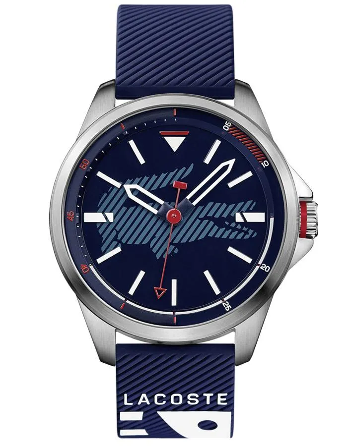 Lacoste Mens Capbreton Watch - Stainless Steel - Blue Dial - Blue Silicone Strap