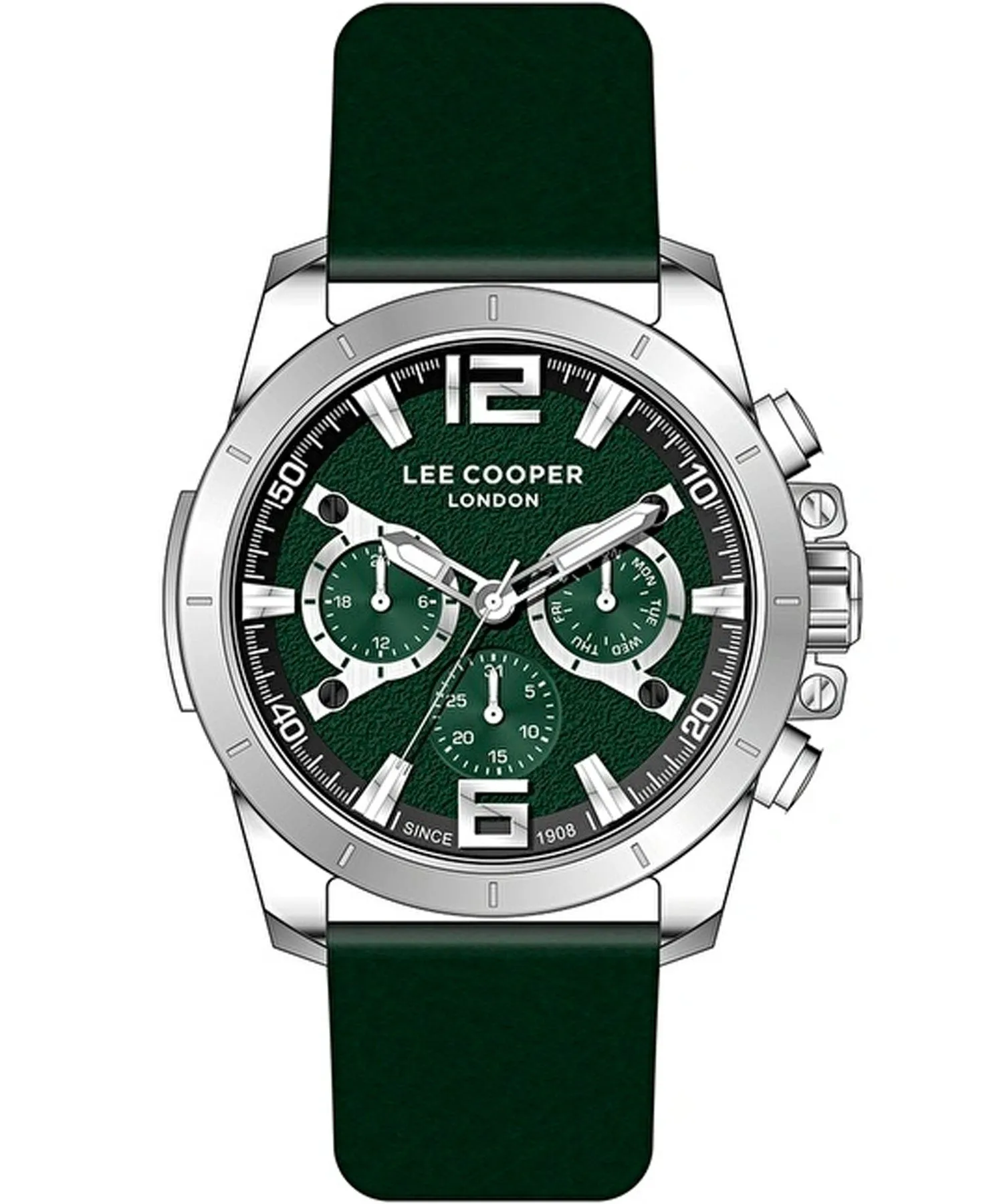 Lee Cooper  Men's Watch Green Dial Green Leather Strap, LC07613.377