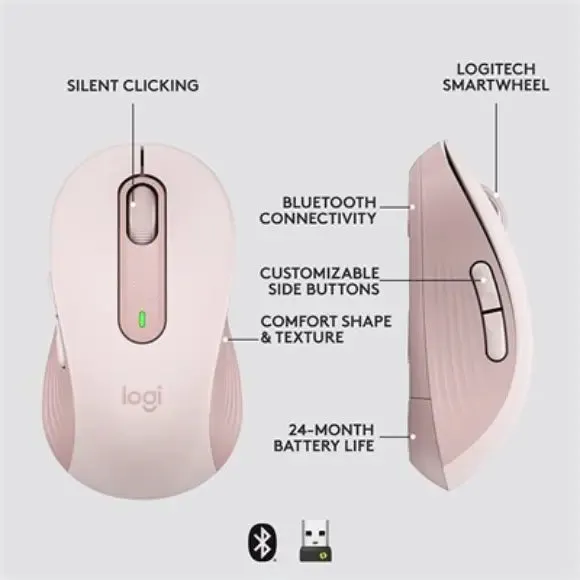 Logitech Signature M650 Medium Size Mouse - Rose