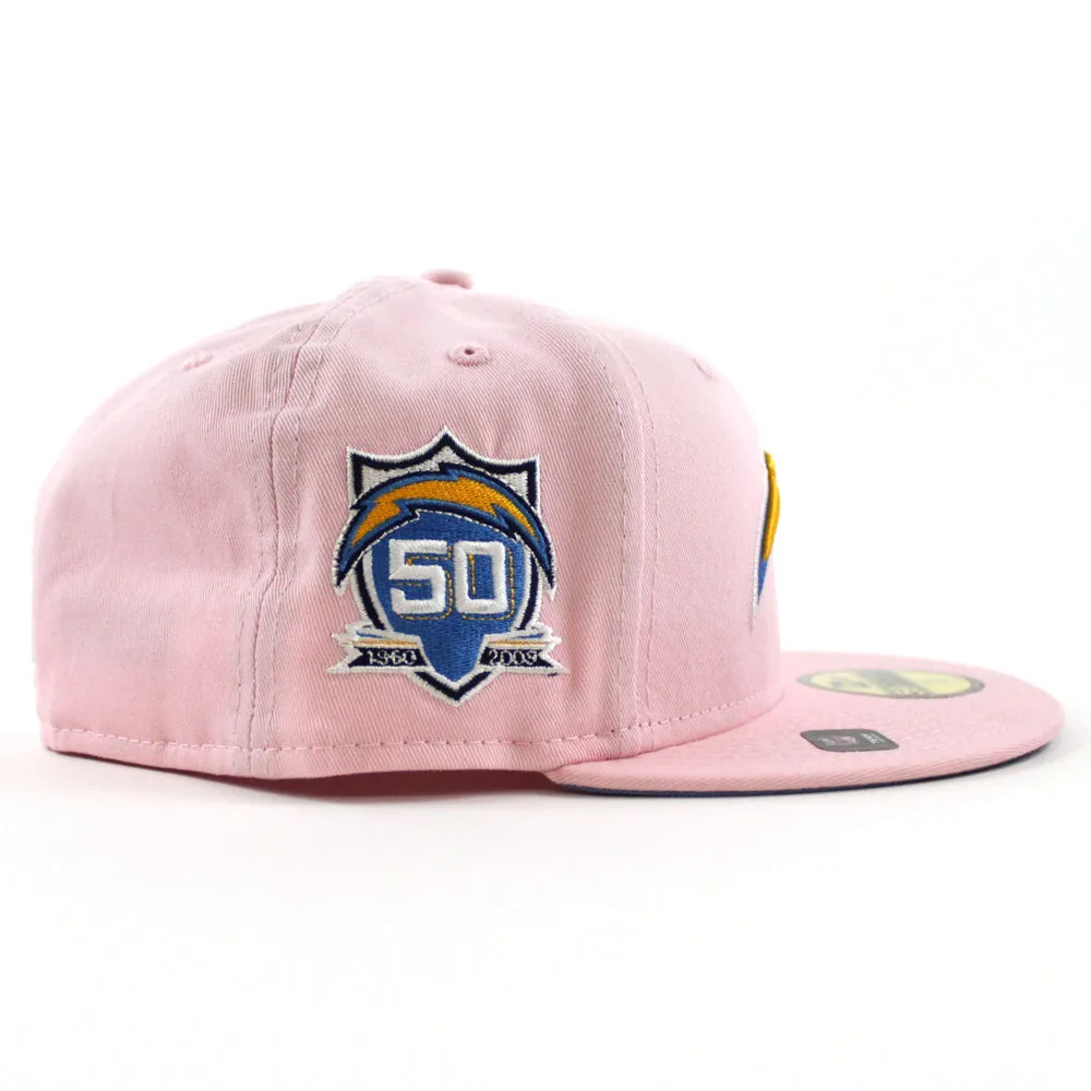 Los Angeles Chargers 50TH ANNIVERSARY 59Fifty New Era Fitted Hat (Pink Sky Blue Under Brim)