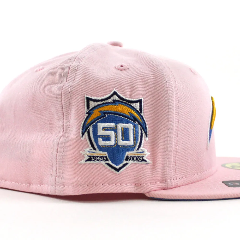 Los Angeles Chargers 50TH ANNIVERSARY 59Fifty New Era Fitted Hat (Pink Sky Blue Under Brim)