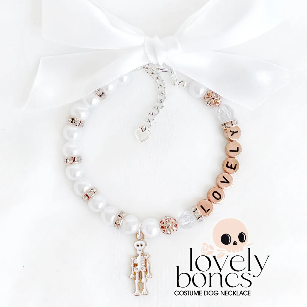 Lovely Bones Pearl Pet Necklace for Cats Dogs Spooky Pet Jewelry