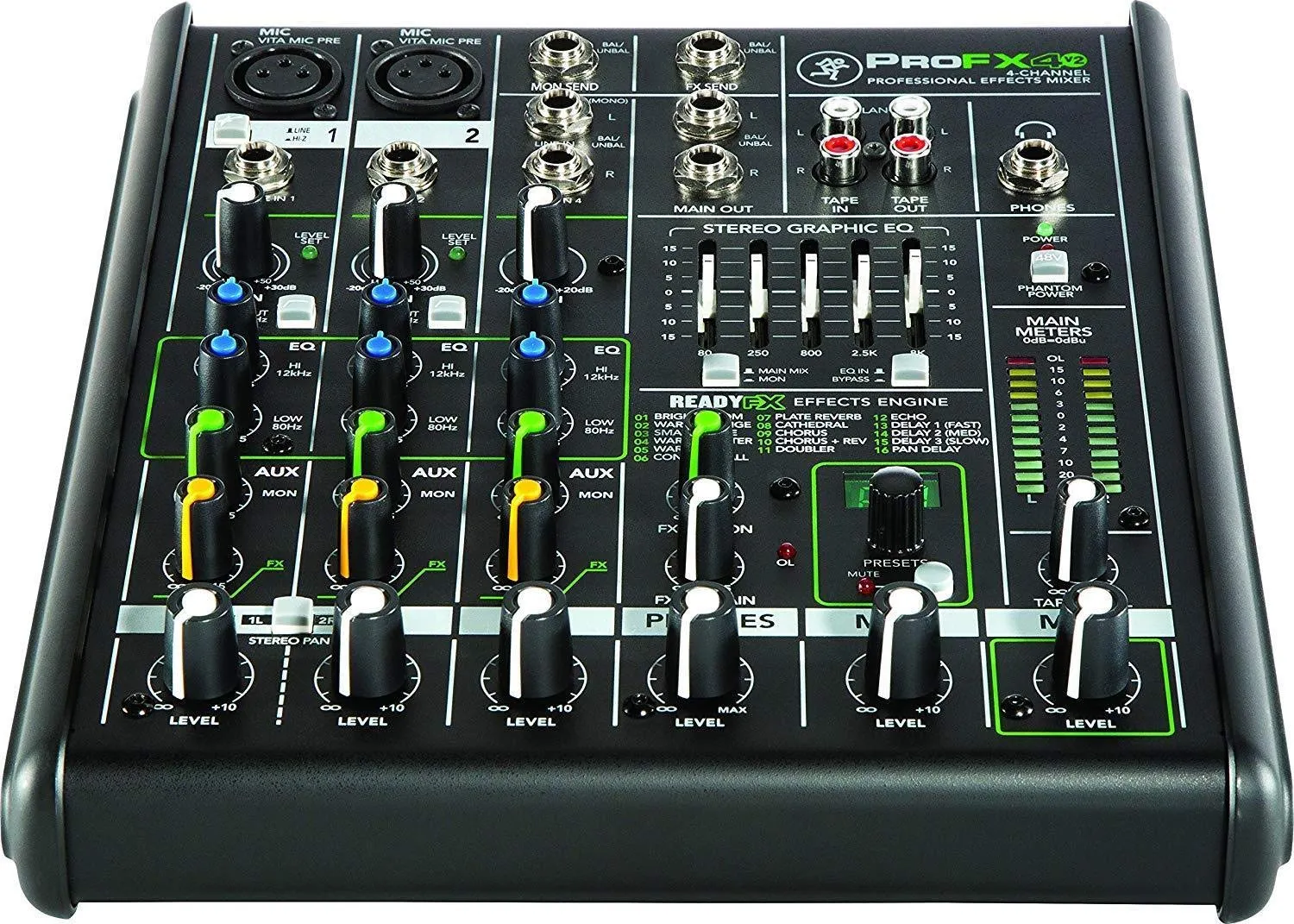 Mackie PROFX4v2 Pro 4 Channel Compact Mixer w Effects PROFX4 V2 with Bundle