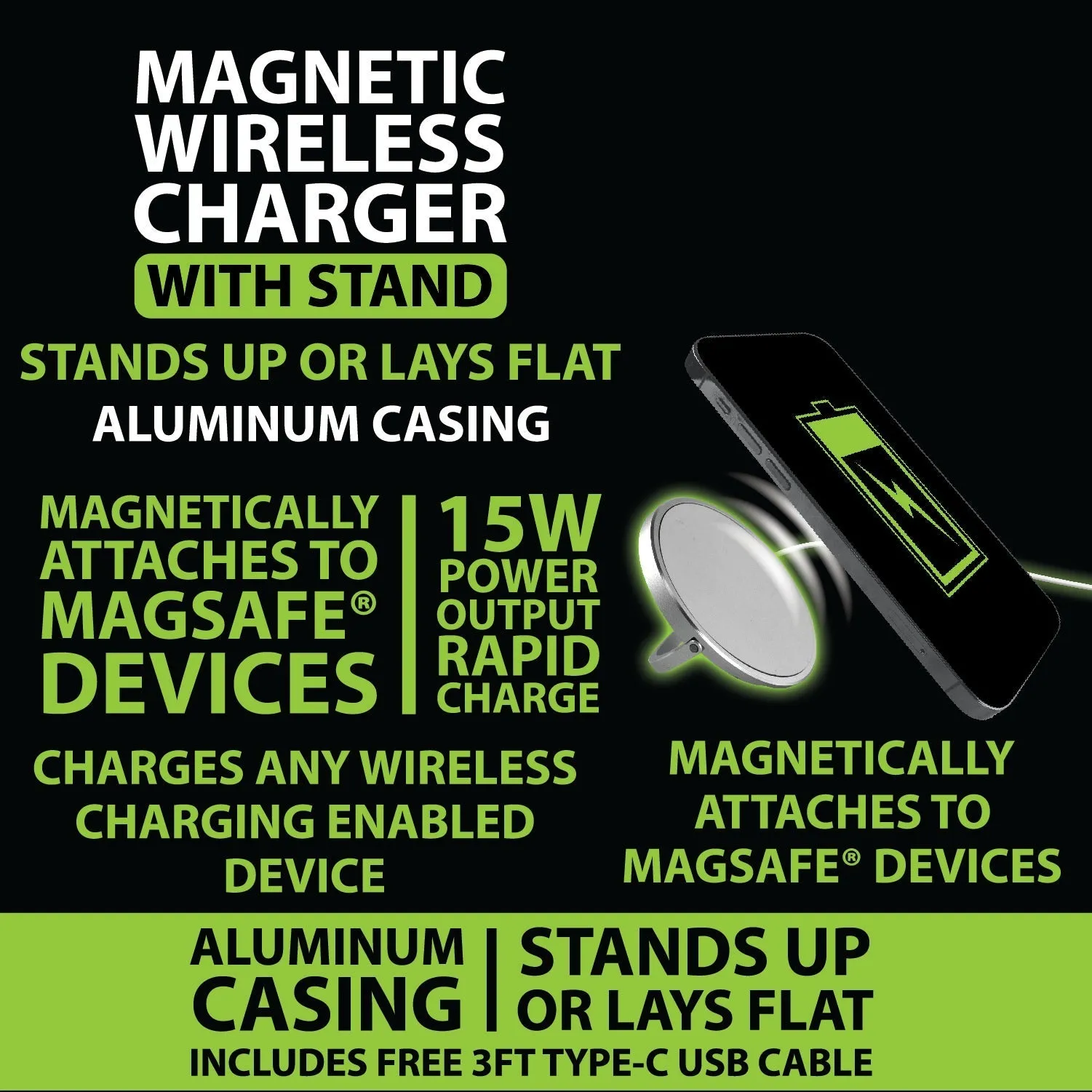 MagSafe® Wireless Phone Charging Stand 15 Watts - 6 Pieces Per Retail Ready Display 22790