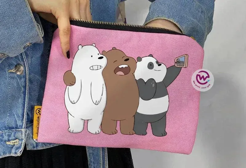 Makeup & Pencil Case-Cottons Duck - Three Bears