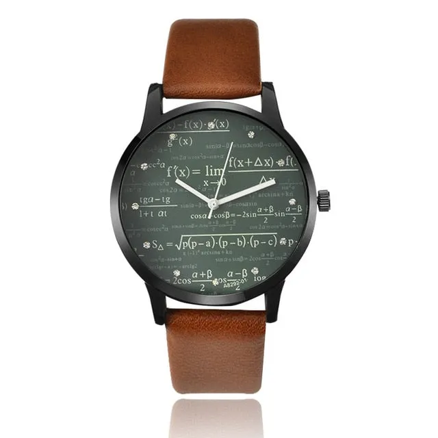 Men's Leather Mathematical Formula Fashion Watch