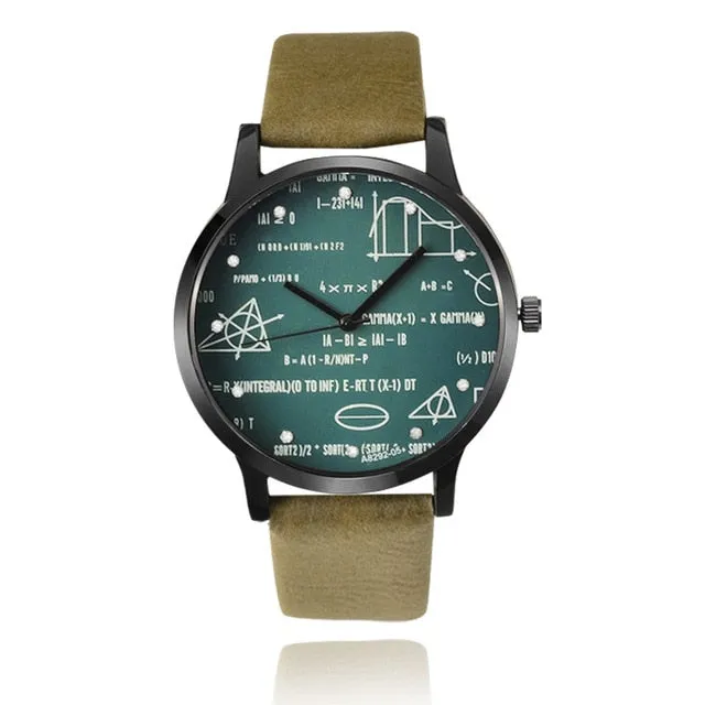 Men's Leather Mathematical Formula Fashion Watch