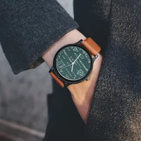 Men's Leather Mathematical Formula Fashion Watch