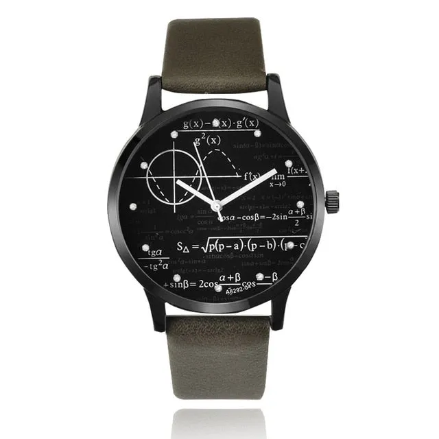 Men's Leather Mathematical Formula Fashion Watch