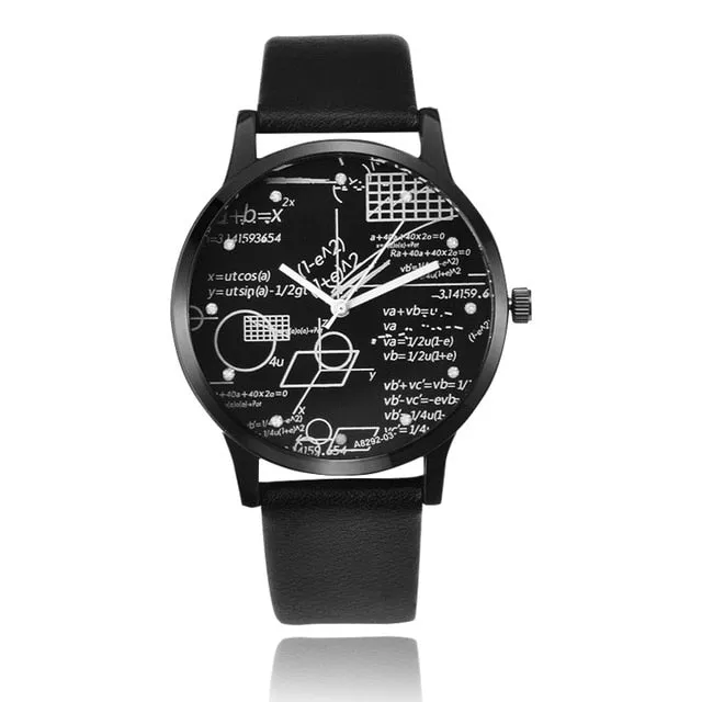 Men's Leather Mathematical Formula Fashion Watch