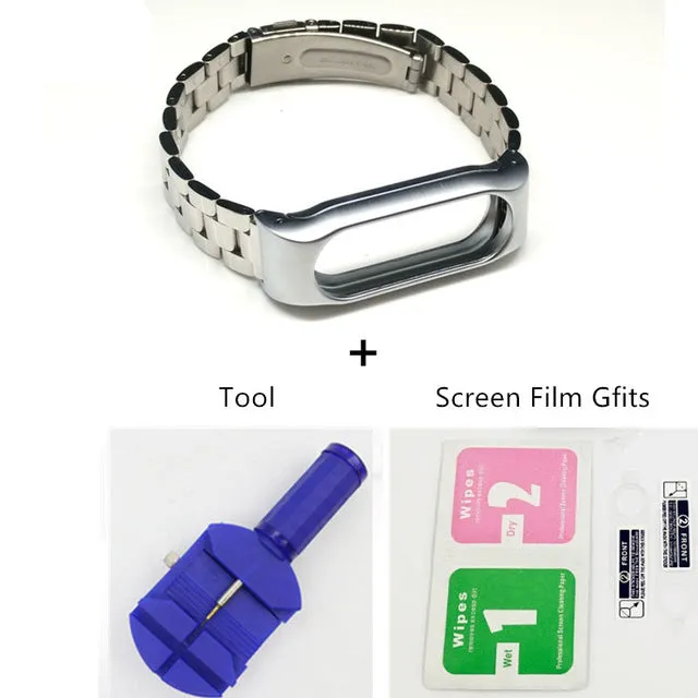 Metal Wrist Strap For Xiaomi Mi Band 2 Screwless Stainless Steel Wrist Band Smart Bracelet Accessories For Miband 2 Plus