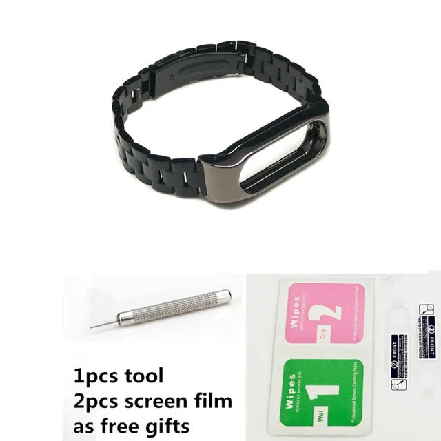 Metal Wrist Strap For Xiaomi Mi Band 2 Screwless Stainless Steel Wrist Band Smart Bracelet Accessories For Miband 2 Plus