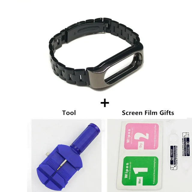 Metal Wrist Strap For Xiaomi Mi Band 2 Screwless Stainless Steel Wrist Band Smart Bracelet Accessories For Miband 2 Plus