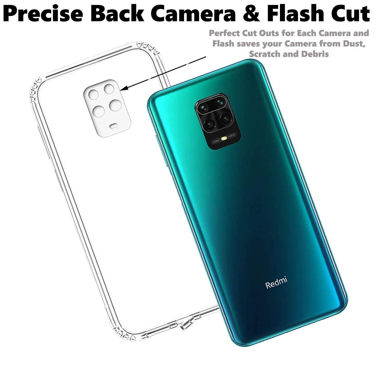 Mobile Back Cover Transparent Silicone for Mi Redmi Note 9 Pro