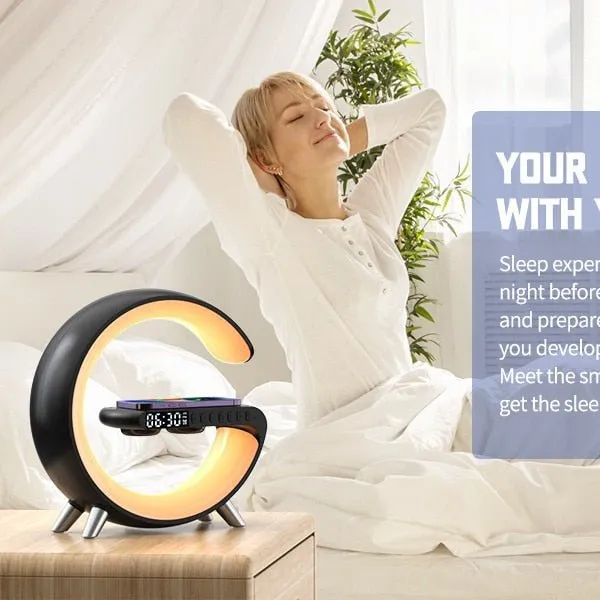 Moon Alarm Clock - 2-in-1 Charger Speaker , LED Night Lamp, Bluetooth High-Definition Stereo