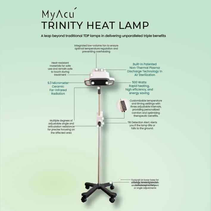 MyAcu Trinity Heat Lamp (3-in-1 - Ceramic Far-Infrared, Deep Penetrating Thermal Heat, Plasma Sterilization), 500Watt