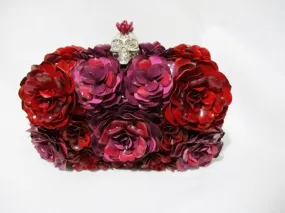 NEW ALEXANDER MCQUEEN METAL ROSE Box Clutch Bag RED SKULL MULTI NWT