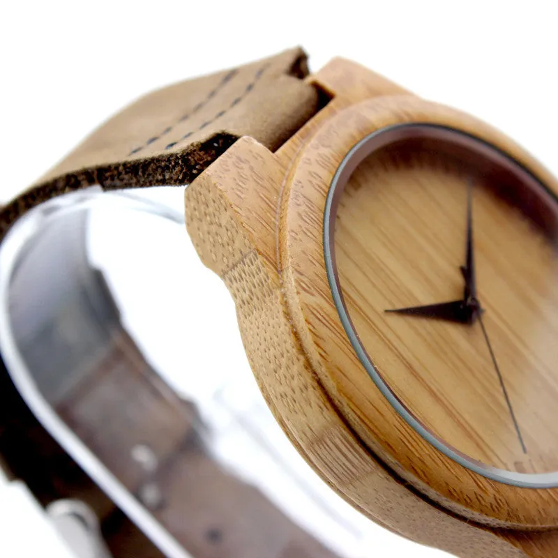 New arrival japanese miyota 2035 movement wristwatches genuine leather bamboo wooden watches for men and women christmas gifts