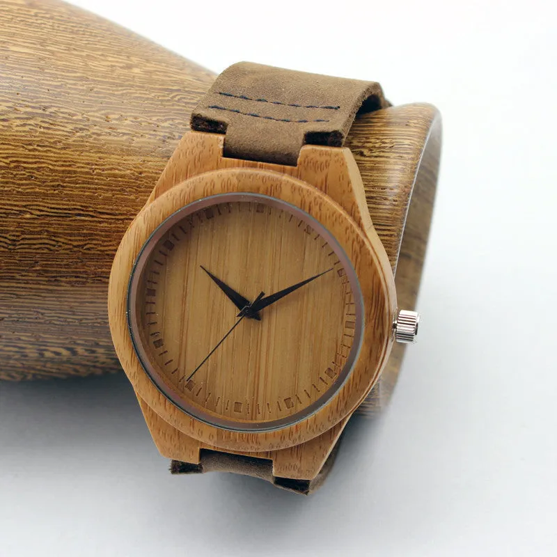 New arrival japanese miyota 2035 movement wristwatches genuine leather bamboo wooden watches for men and women christmas gifts