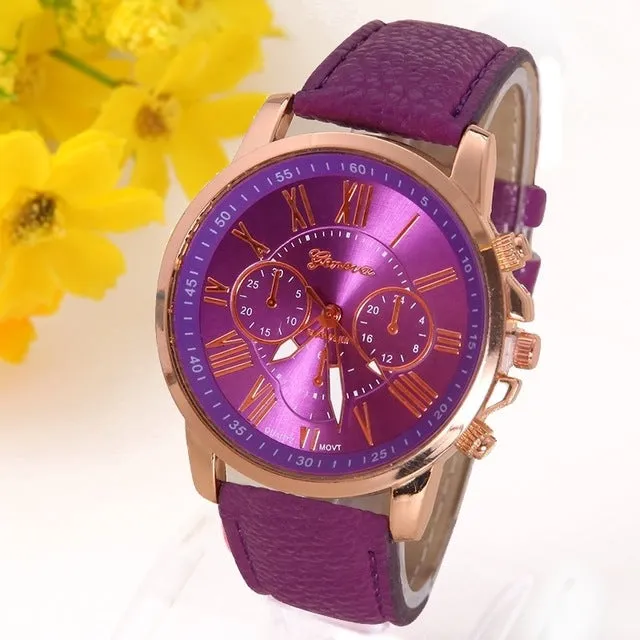 NEW Best Quality Geneva Platinum Watch Women PU Leather wristwatch casual dress reloj ladies gold gift Fashion Romantic