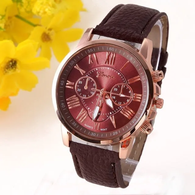 NEW Best Quality Geneva Platinum Watch Women PU Leather wristwatch casual dress reloj ladies gold gift Fashion Romantic