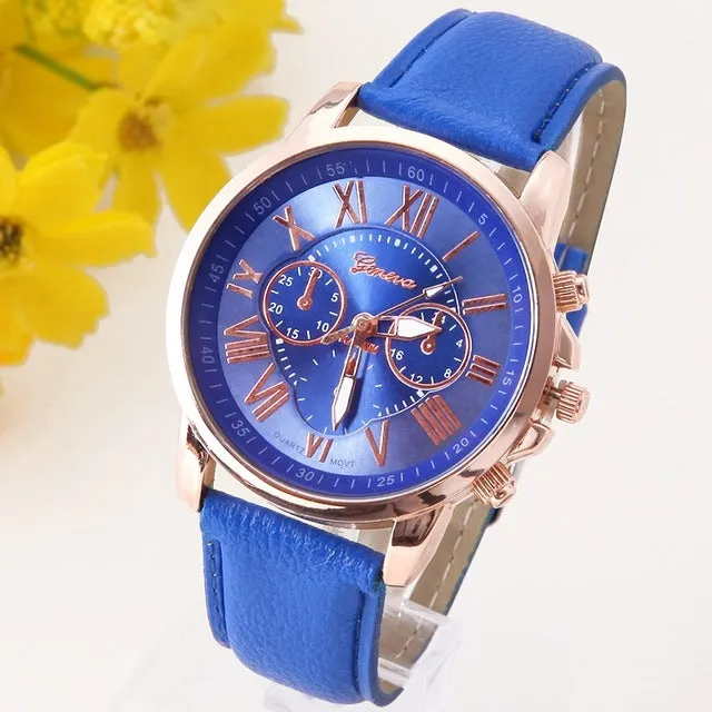 NEW Best Quality Geneva Platinum Watch Women PU Leather wristwatch casual dress reloj ladies gold gift Fashion Romantic