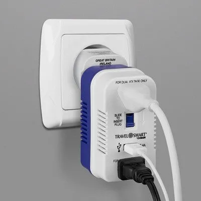 New - Travel Smart by Conair 2 Outlet Converter Set with USB Port