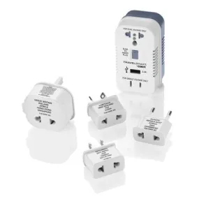 New - Travel Smart by Conair 2 Outlet Converter Set with USB Port