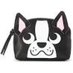 NWT NEW MUDD DOME Cosmetic Case Makeup Bag Vegan BLACK WHITE DOG Cute!