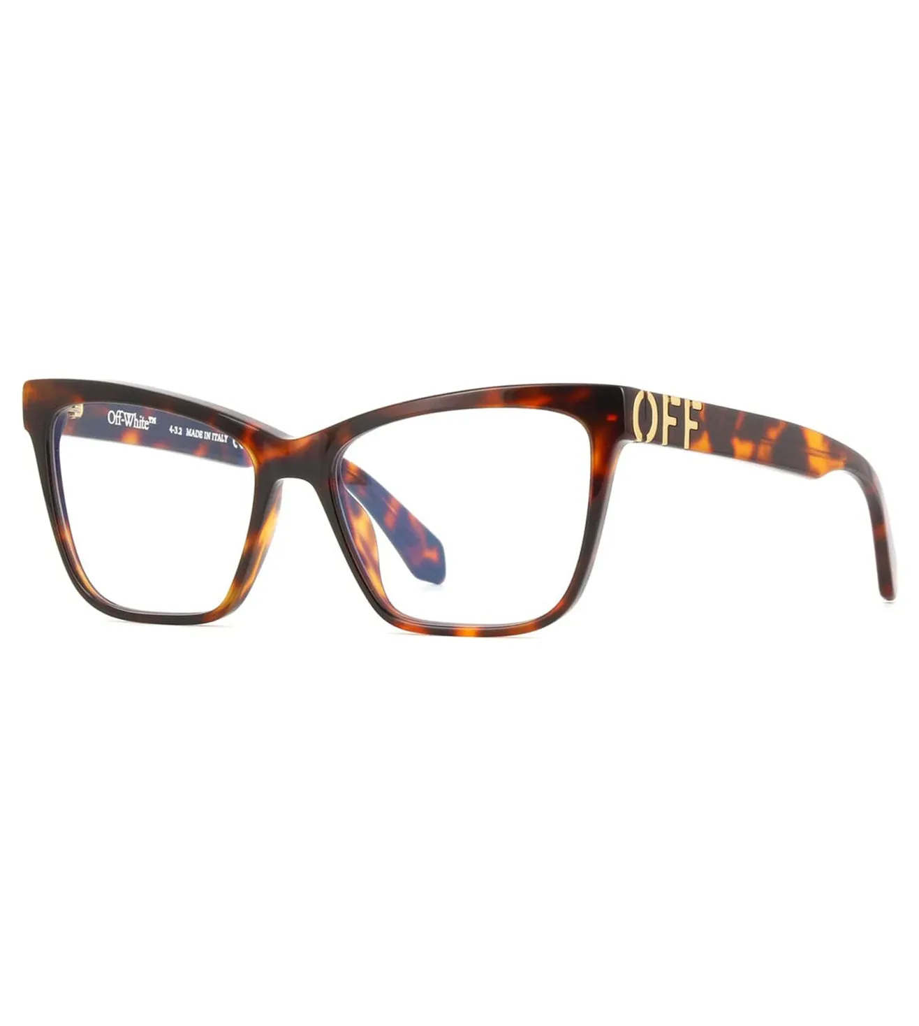 OFF White Women Shiny Dark Havana Cat-Eye Optical Frame