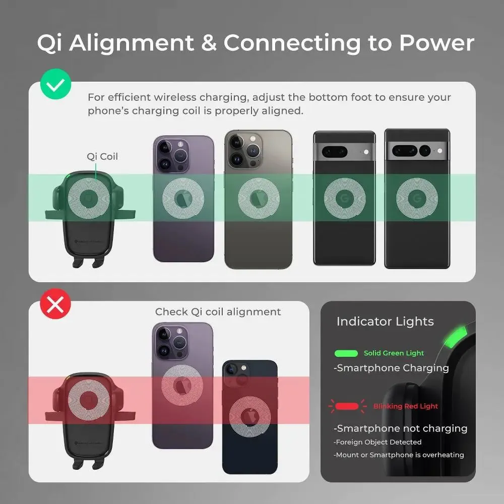 Open Box - Easy One Touch Wireless 2 Air Vent/CD 10W Qi Wireless Charging Mount