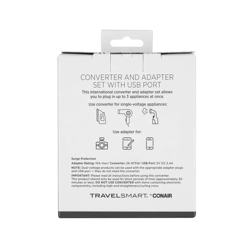 Open Box - Travel Smart by Conair 2 Outlet Converter Set with USB Port