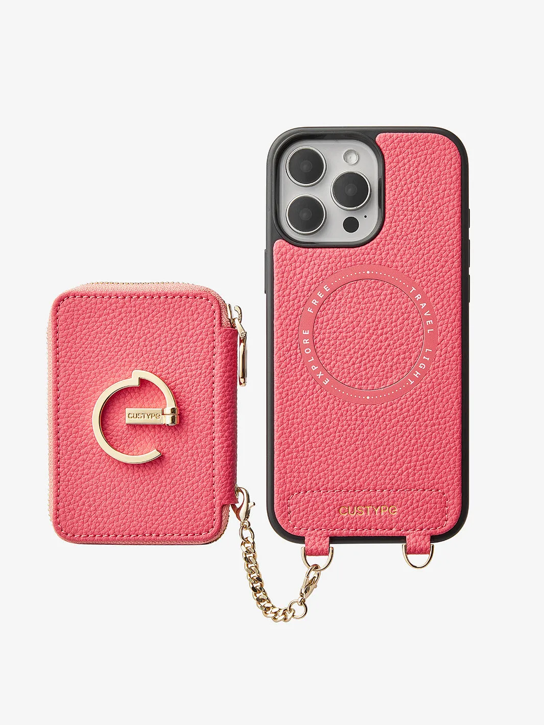 Original Design Set- Detachable Wireless Charging Crossbody Wallet Phone Case Round Pouch Set