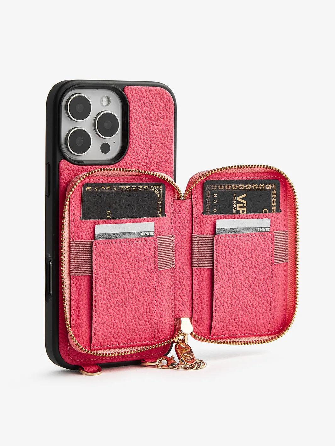 Original Design Set- Detachable Wireless Charging Crossbody Wallet Phone Case Round Pouch Set