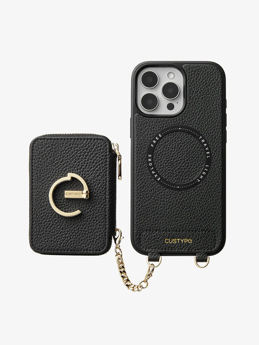 Original Design Set- Detachable Wireless Charging Crossbody Wallet Phone Case Round Pouch Set