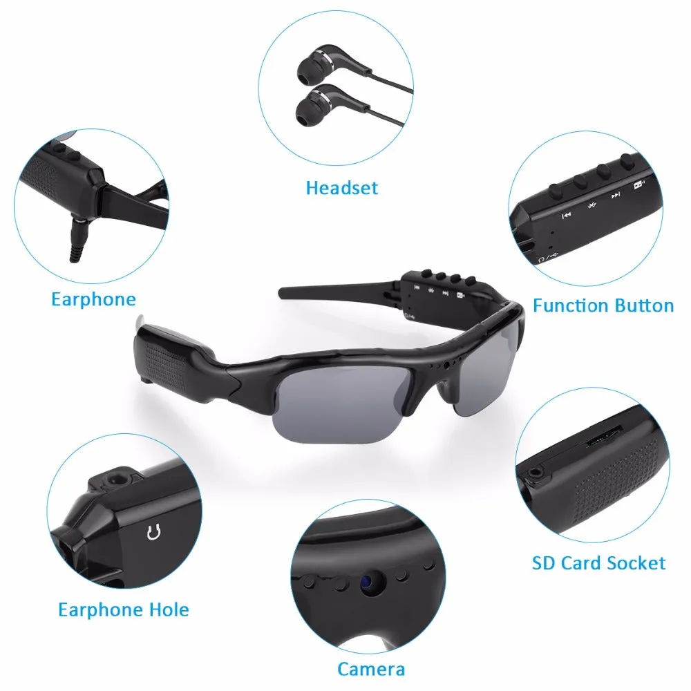 Outdoor Recording Camera Sunglasses 1080P HD Polarized Glasses