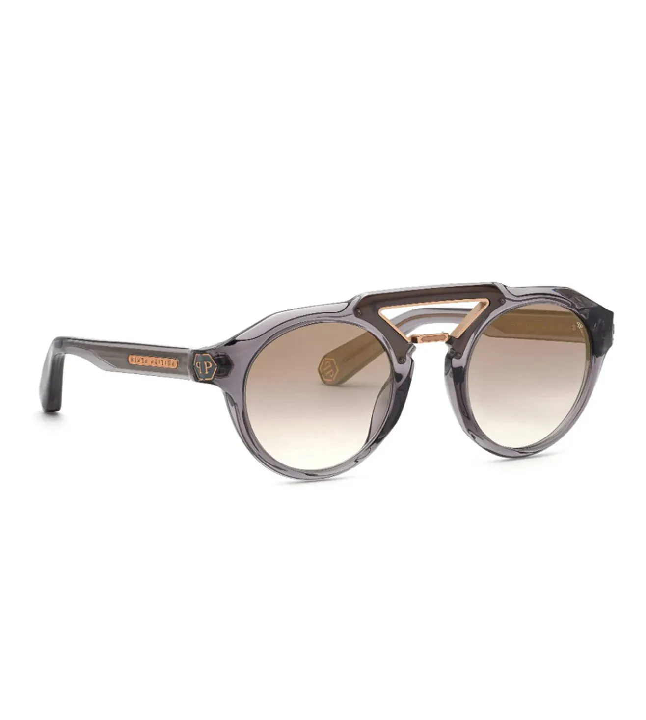 Philipp Plein Men's Brown Gradient-mirrored Round Sunglasses