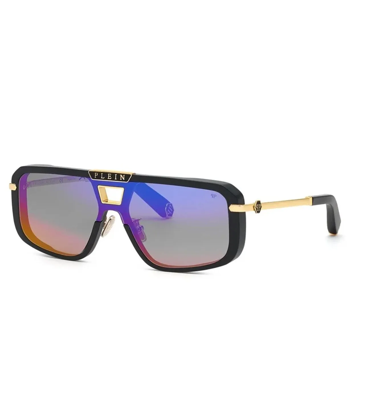 Philipp Plein Men's Smoke-Mirror Rainbow Rectangular Sunglasses