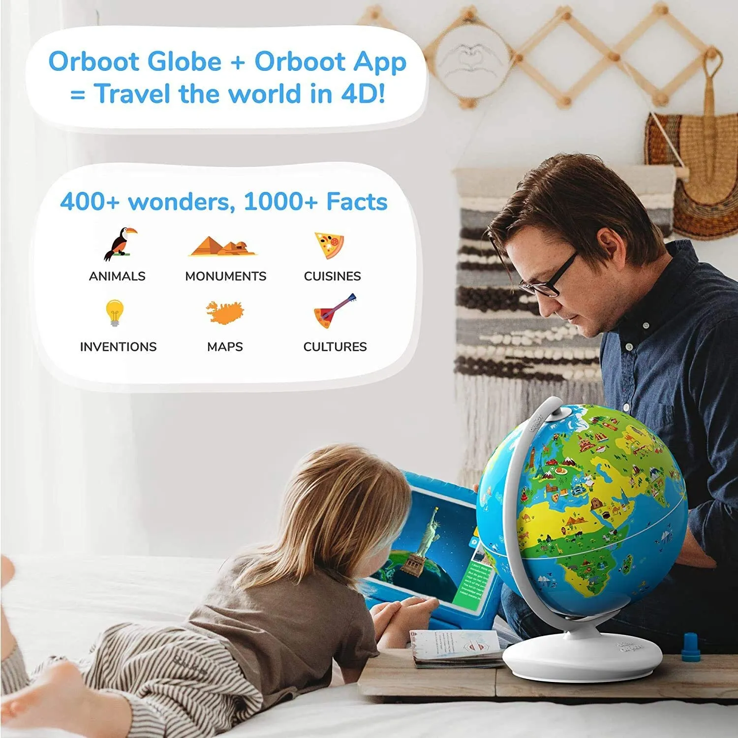 PlayShifu Educational Globe for Kids with 1000  Facts on Animals, Places, Monuments and More - Orboot Earth Augmented Reality Based Fun Learning, Interactive Game ( 4-10 Years)